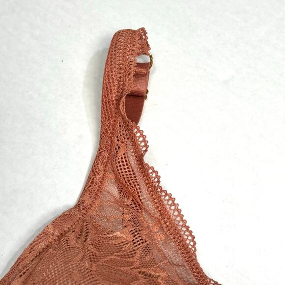 ThirdLove Graphic Lace Plunge Underwire Foam Molded Cups Bra Clay Rust Women 40D - Picture 5 of 11